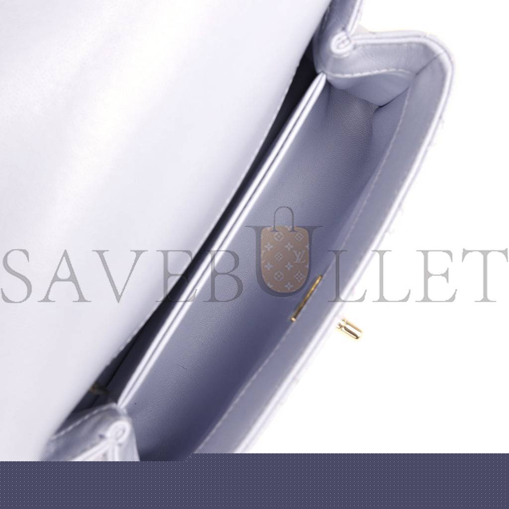 Ch*el small coco handle flap bag light purple caviar light gold hardware (23*15*10cm)